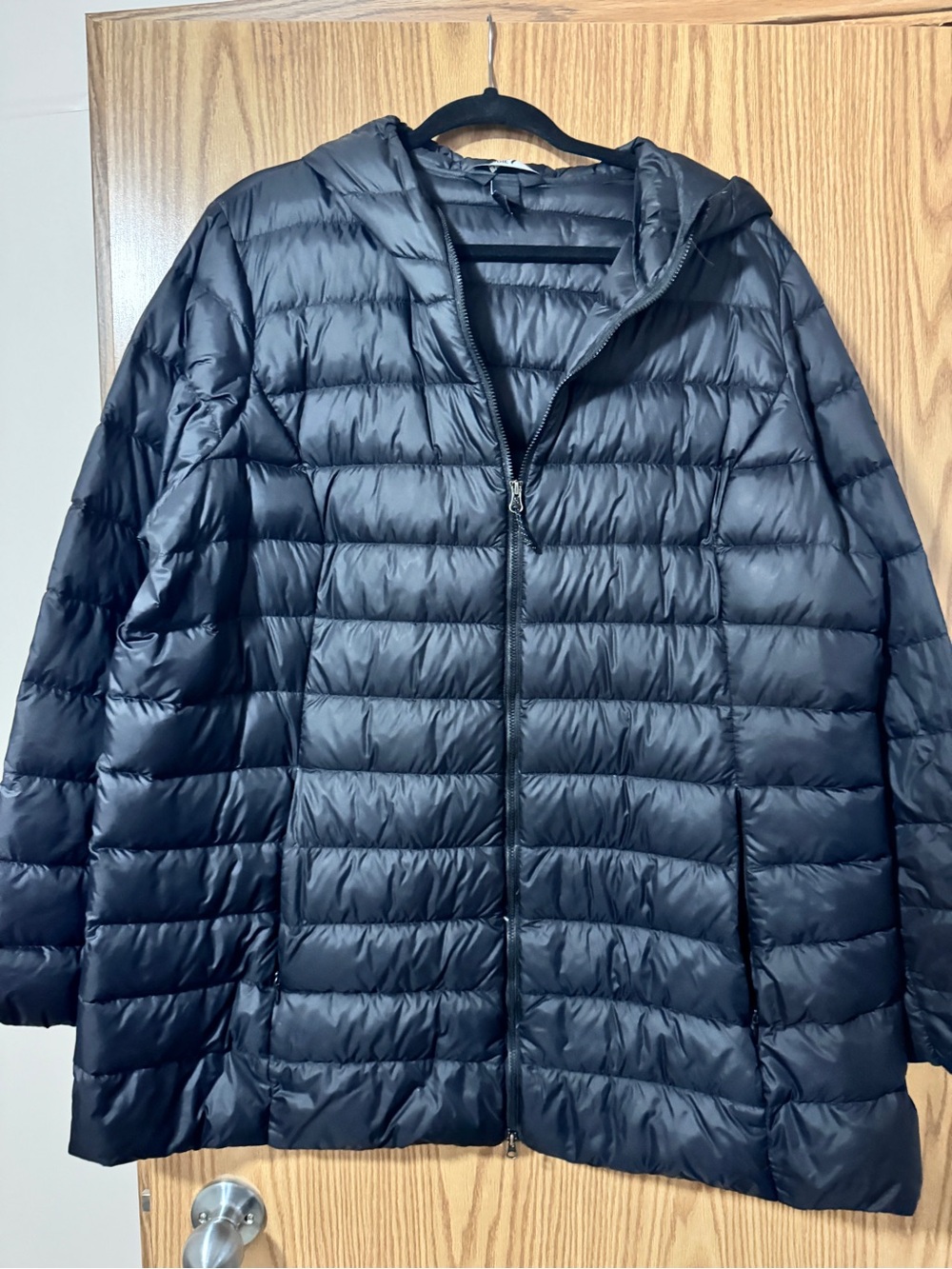 Eddie Bauer Black Hooded Quilted Packable Puffer Coat